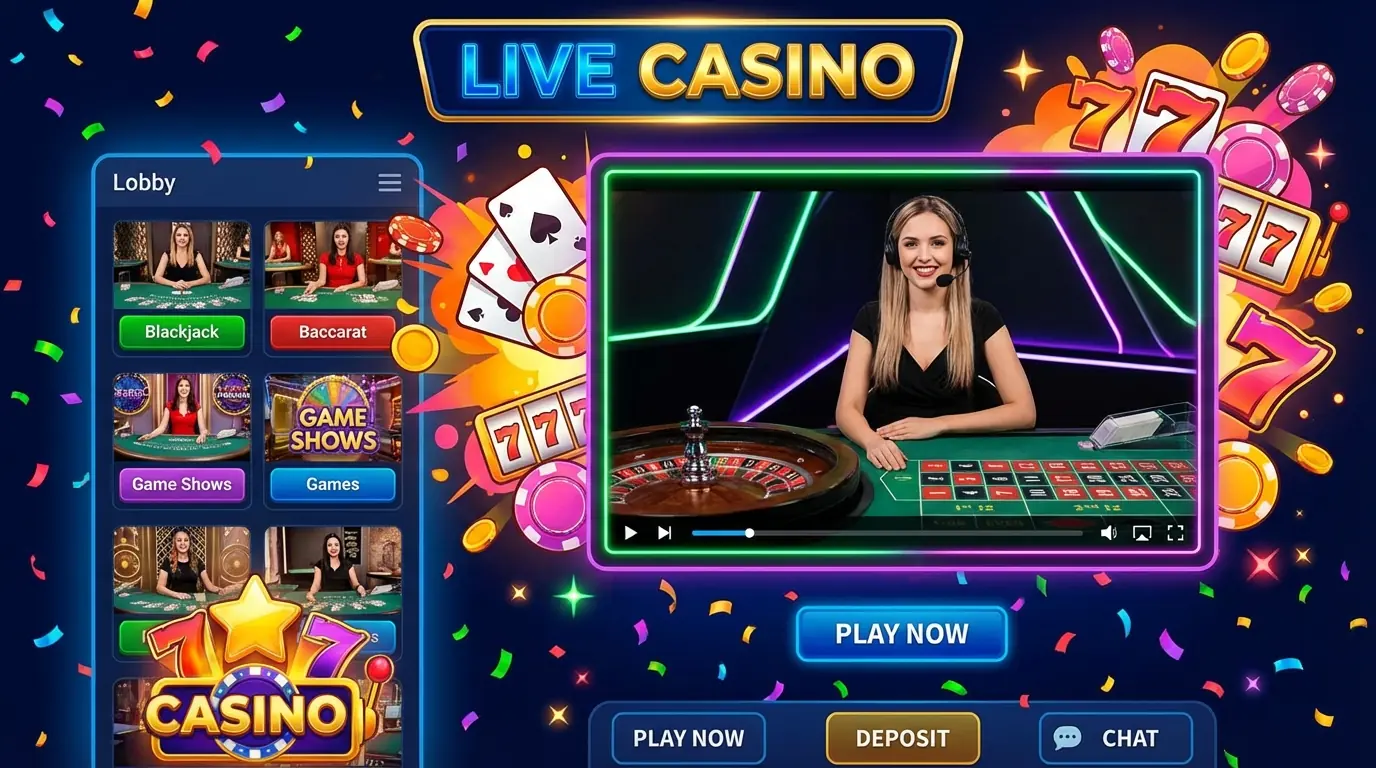 Spil live casino hos Mega casino